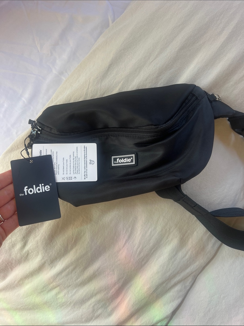 the foldie Black Crossbody Sling Bag - Minimal Everyday Carry